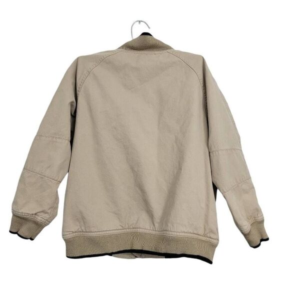 Y2K Gap Kids Khaki Bomber Jacket Boys Sz Small 5/6 Cotton Fleece Lined Classic - Picture 2 of 7